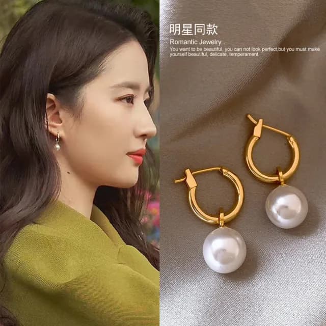 【Golicc】耳環 明星同款 最愛經典珍珠(雙11 聖誕節 生日 飾品 耳釘 耳飾 耳墜 禮物)