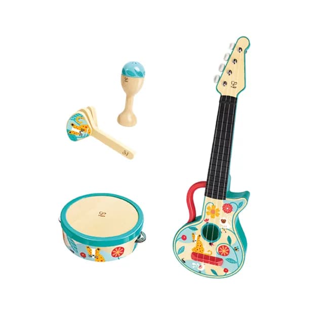 【德國Hape】4合1打擊樂器組(木製玩具/木頭玩具/彌月禮/生日禮)