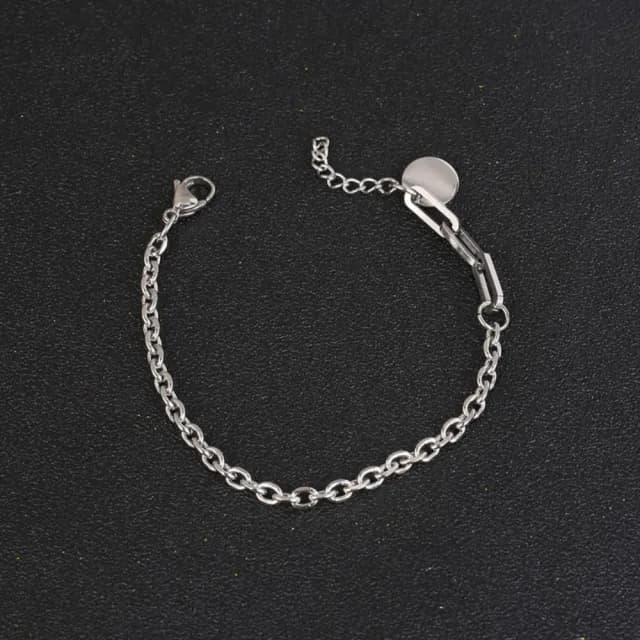 【米蘭精品】情人節禮物 現貨+預購 鈦鋼手鍊鈦鋼手環(鏈條圓牌拼接細款男女飾品聖誕節交換禮物74fl49)