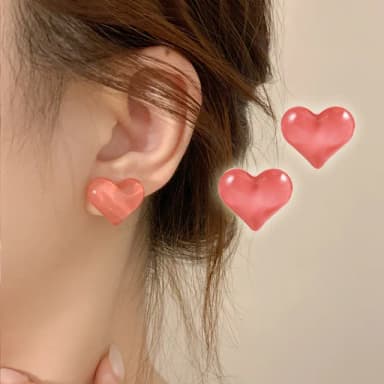 【Golicc】耳環 果凍愛心 造型耳釘(七夕 情人節 生日 耳飾 飾品 禮物)