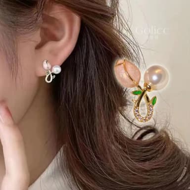 【Golicc】耳環 粉色 鬱金香(七夕 情人節 生日 飾品 耳釘 耳飾 耳墜 禮物)