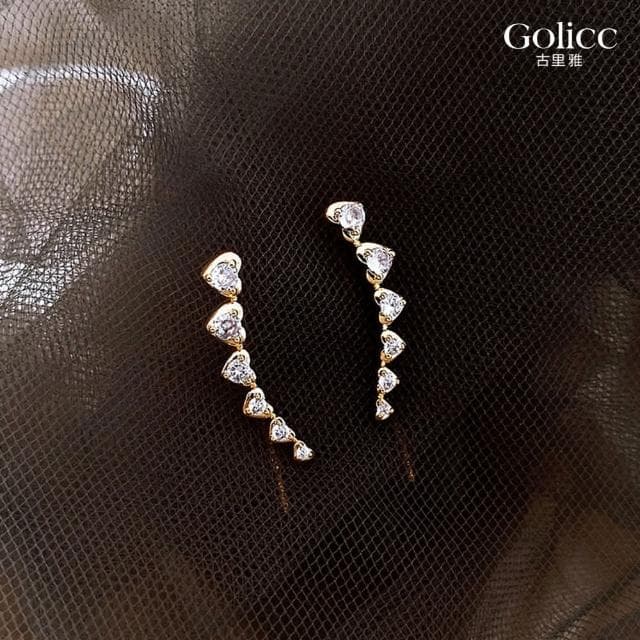 【Golicc】耳環 金色 愛心(母親節 生日 情人節 飾品 耳釘 耳飾 耳墜 禮物)