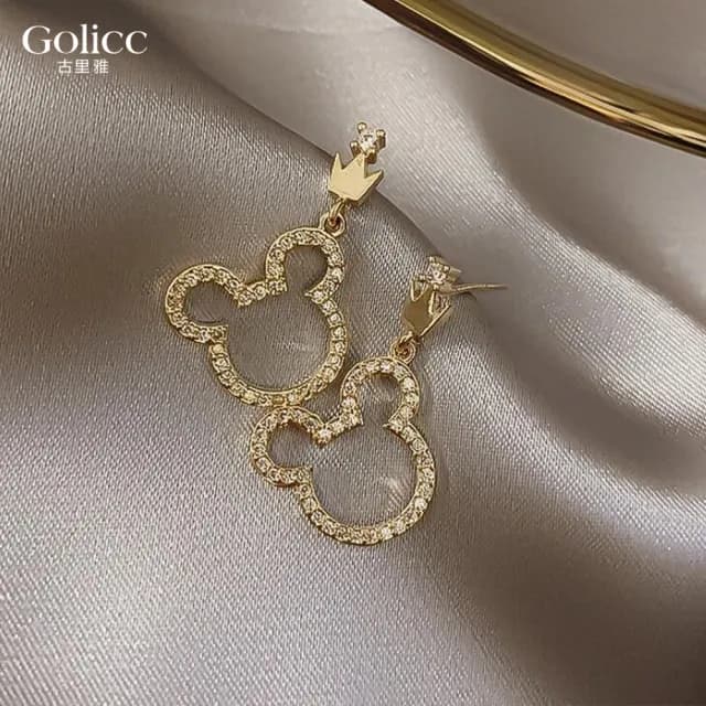 【Golicc】耳環 滿鑽 簍空 小熊(99購物限定 生日 飾品 耳釘 耳飾 耳墜 禮物)