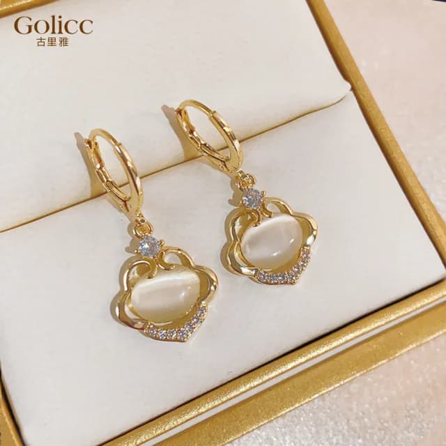 【Golicc】耳環 如意 平安鎖(七夕 情人節 生日 飾品 耳釘 耳飾 耳墜 禮物)