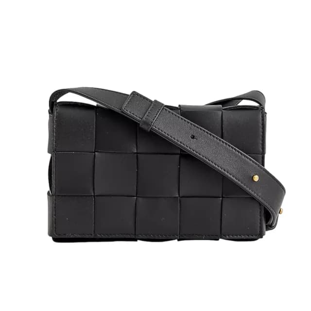 【BOTTEGA VENETA 寶緹嘉】BV Small Cassette 小款 經典編織 磁釦 斜背包 肩背包 黑色 730848