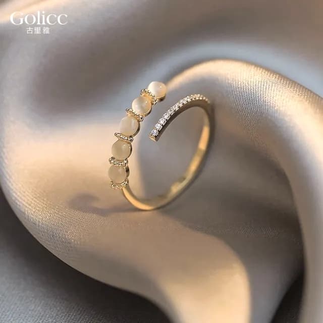 【Gulicc】戒指 微鑲 閃鑽 貓眼石(雙11 聖誕節 生日 造型戒 食指戒 尾戒 禮物)