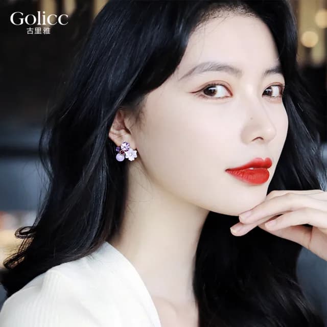 【Golicc】耳環 紫色森林 氣質優雅(七夕 情人節 生日 飾品 耳釘 耳飾 耳墜 禮物)