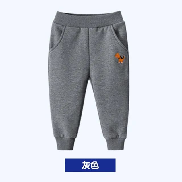【橘魔法】刺繡暴龍厚棉絨運動褲(恐龍 男童 長褲 棉褲 縮口褲 運動褲 褲子 童裝 兒童 保暖)