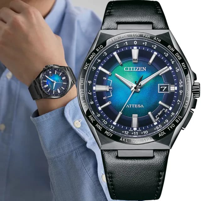 【CITIZEN 星辰】ATTESA 系列 千彩之海 鈦金屬藍色光動能電波對時 男錶  手錶 畢業 禮物 推薦(CB0215-18L)