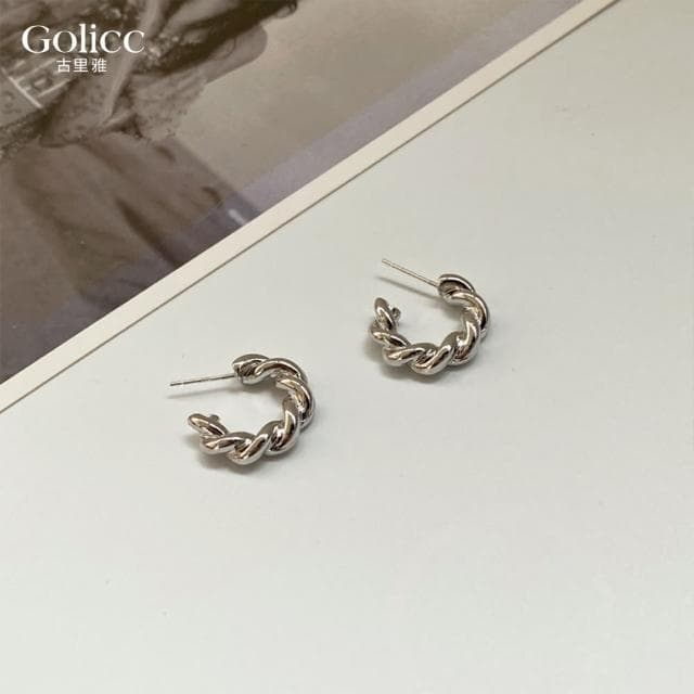 【Golicc】耳環 Y2K 小巧 C字形(母親節 生日 情人節 飾品 耳釘 耳飾 耳墜 禮物)