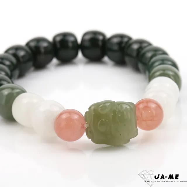 【JA-ME】天然和田玉漸層色招財貓手珠10mm(77購物節/禮物/現貨)