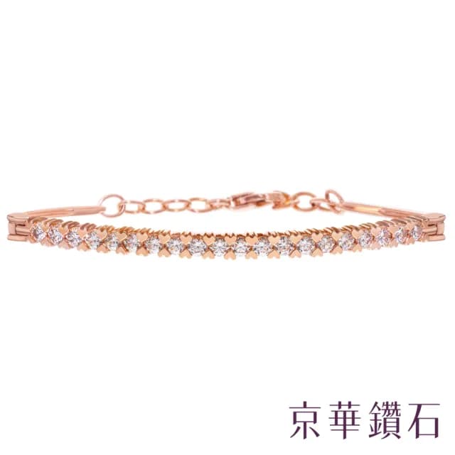 【Emperor Diamond 京華鑽石】鑽石手鍊 18K玫瑰金 天然鑽石 共0.76克拉 摯愛系列(愛心手鍊)