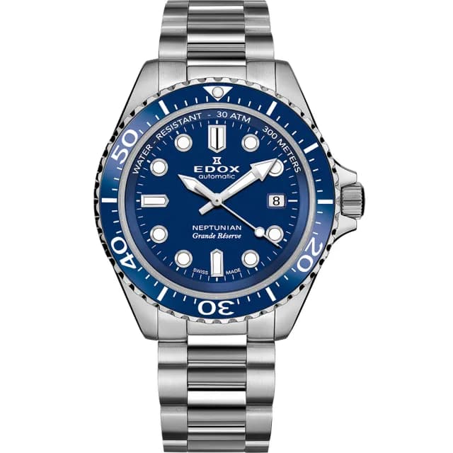 【EDOX 伊度】Neptunian 海神 68H超動能300米潛水機械錶-藍/42mm 送禮 禮物 推薦(E80801.3BUM.BUIN)