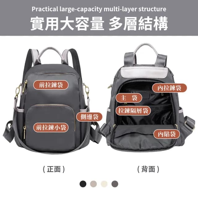 【Her】新款防盜後背包 聖誕交換禮物 韓版大容量 防盜背包 防潑水女側背包(防水包 出國防