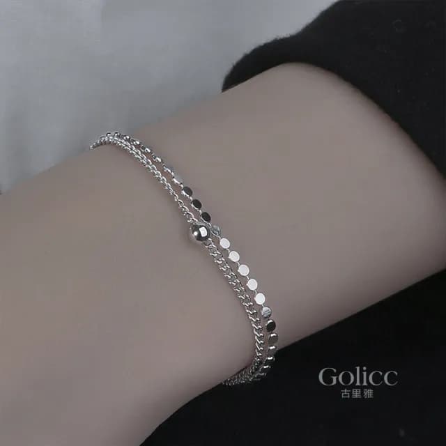 【Golicc】手鍊 嘻哈 金屬 雙層(七夕 情人節 生日 手環 手繩 首飾 飾品 禮物)