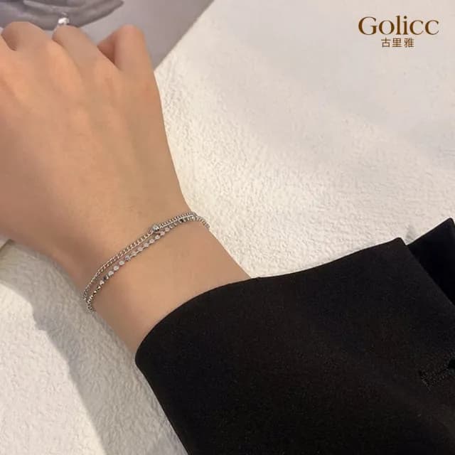 【Golicc】手鍊 嘻哈 金屬 雙層(七夕 情人節 生日 手環 手繩 首飾 飾品 禮物)