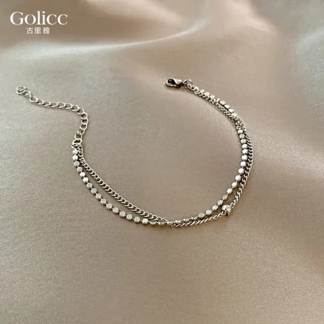【Golicc】手鍊 嘻哈 金屬 雙層(七夕 情人節 生日 手環 手繩 首飾 飾品 禮物)
