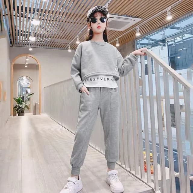 【小衣衫童裝】女童秋裝套裝中大童假2件上衣長褲兩件套裝(1121008)