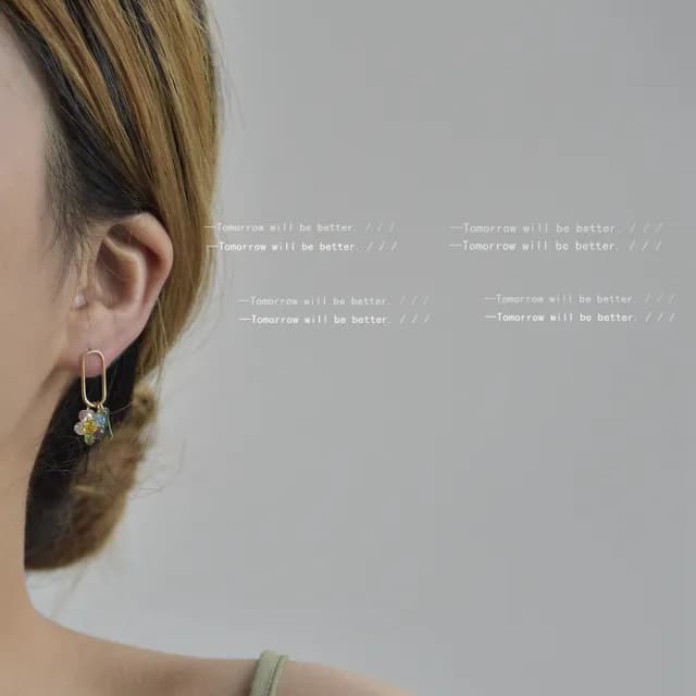 【TWINKLE】耳環 海島特輯｜手作玻璃水晶彩球花925銀針耳環#TW0255(925銀針)