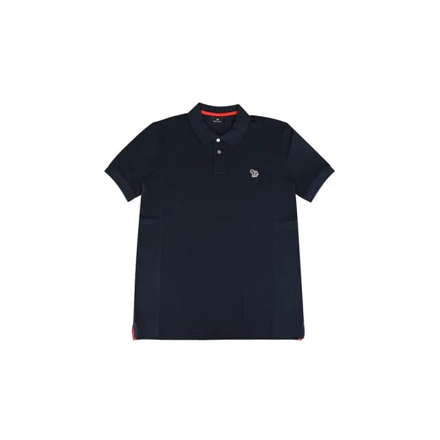 【Paul Smith】彩色斑馬小LOGO純棉珠地布POLO衫(男款/深藍x橘紅)