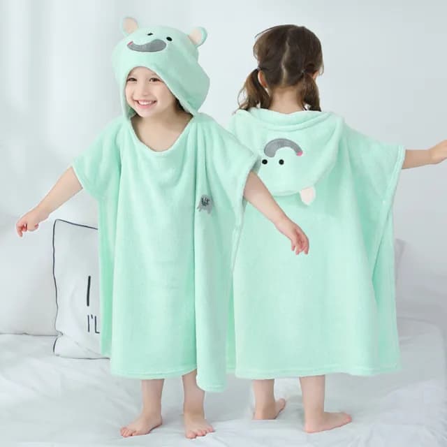 【Vanibaby】連帽浴巾衣(動物造型 吸水珊瑚絨)