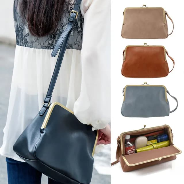 【WHOSE BAG】情人節禮物 AEMILY輕量復古皮革口金珠釦女側背包 NO.WB016(女斜背包 女肩背包 口 
