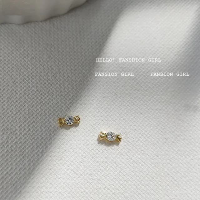 【TWINKLE】耳環 甜美糖果 超mini鑲鋯石925銀針耳環#TW0219(925銀針)