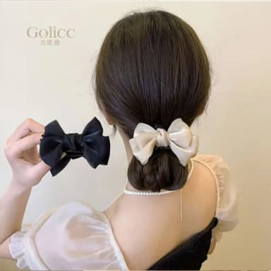 【Golicc】髮夾 雙面 網紗 蝴蝶結 丸子夾(母親節 生日 情人節 髮飾 頭飾 鯊魚夾 抓夾 禮物)