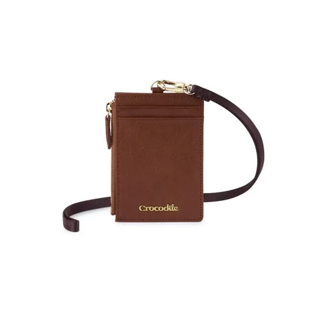 【Crocodile】父親節禮物 直式識別證套 卡片拉鍊零錢包 Naturale系列-0103-11010-鱷魚皮件(真皮包包 配件  