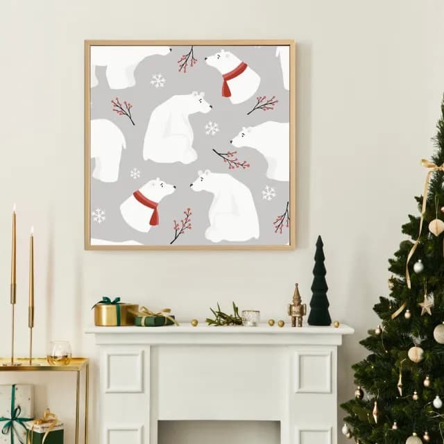 【菠蘿選畫所】滿滿北極熊 - 40x40cm(冬季聖誕裝飾掛畫/聖誕節禮物)