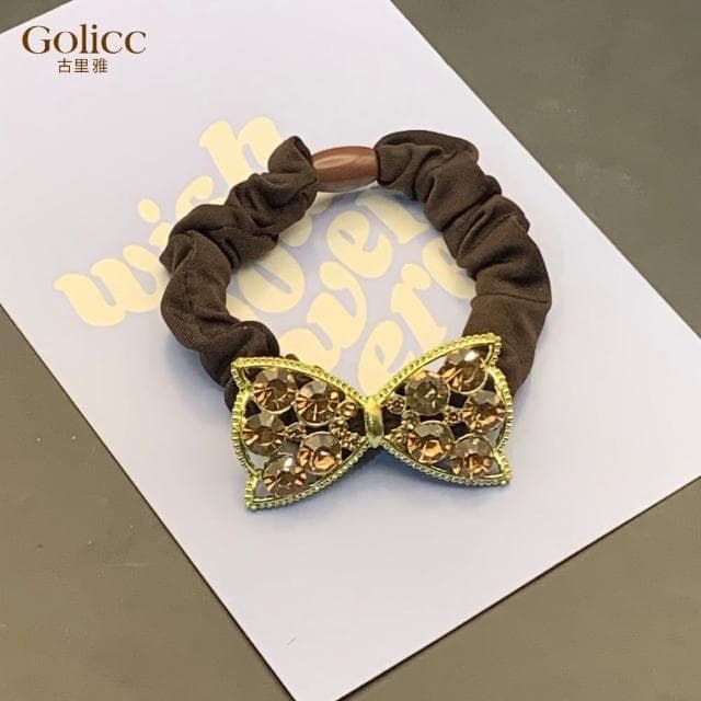 【Golicc】髮圈 韓國 大水鑽 蝴蝶結(母親節 生日 情人節 髮飾 髮帶 飾品 禮物)
