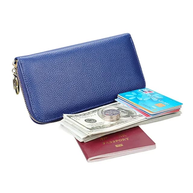 【Starshop】荔枝紋手拿包 真皮皮夾 牛皮皮包 長夾 女士皮夾 男士錢包 拉鏈錢包 大容量證