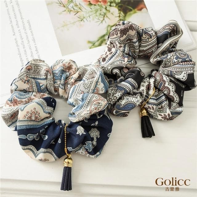 【Golicc】髮圈 歐美款 復古 流蘇 吊墜 大腸圈(618 七夕 情人節 生日 髮飾 頭飾 鯊魚夾 抓夾 禮物)