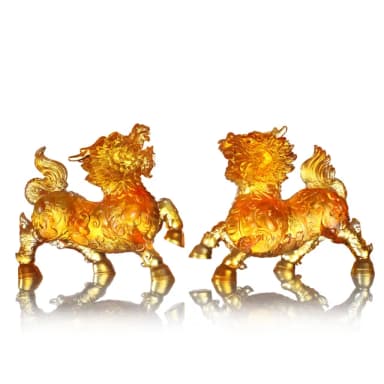 【琉璃工房】福祿集美 成對麒麟 入厝禮/開店禮物(入厝禮/招財風水/開業/喬遷/升官)