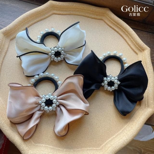 【Golicc】髮圈 韓版 小香風 珍珠 蝴蝶結 馬尾髮圈(母親節 生日 情人節 髮飾 頭飾 大腸圈 髮夾 禮物)
