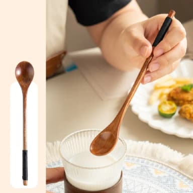 【日式家居】手工繞線原槿木木勺(長柄 茶匙 湯匙 攪拌棒 點心 咖啡匙 小勺子 餐具 交換禮物)