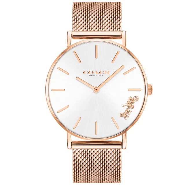 【COACH】官方授權經銷商 經典馬車米蘭帶女錶-36mm/玫瑰金 雙12 優惠 聖誕 禮物(14503126)