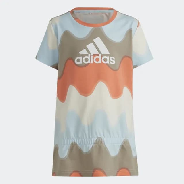 【adidas 愛迪達】MARIMEKKO 運動套裝 短袖/緊身褲 童裝 IC3665