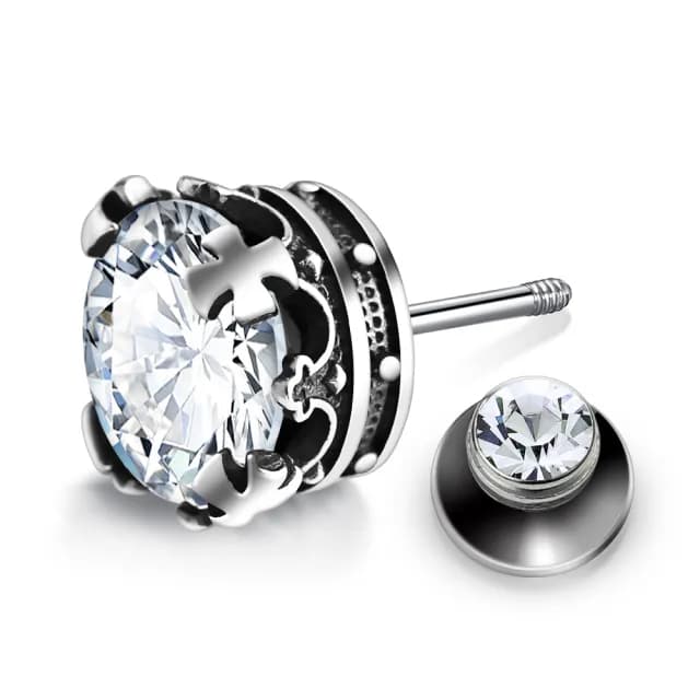 【AchiCat】純銀耳環．栓扣式．耳針．皇冠(送男友．白色情人節禮物)