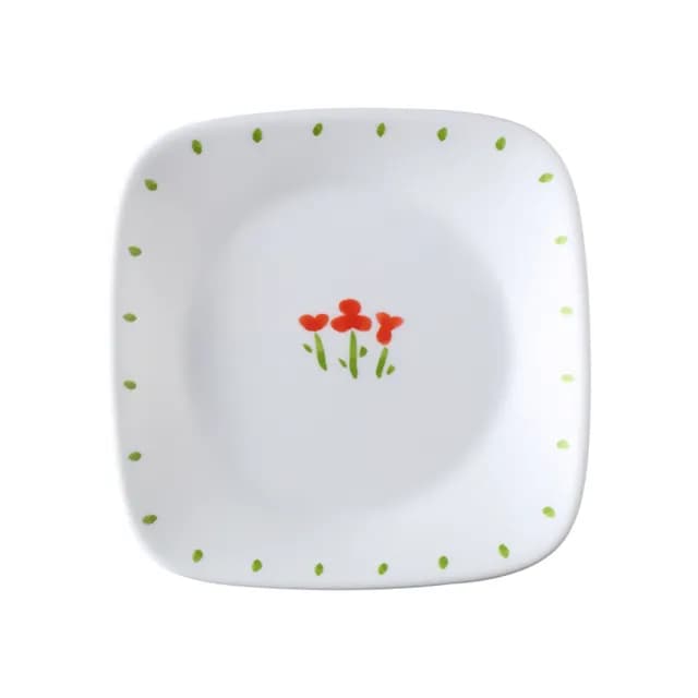【CORELLE 康寧餐具】小紅花方型早餐.點心盤(2206)