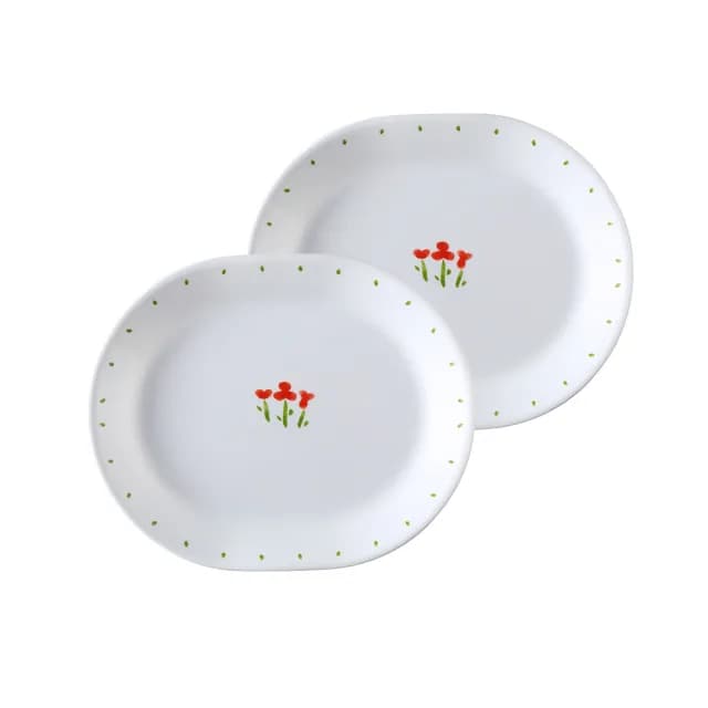 【CorelleBrands 康寧餐具】小紅花2件式腰子盤組(B02)