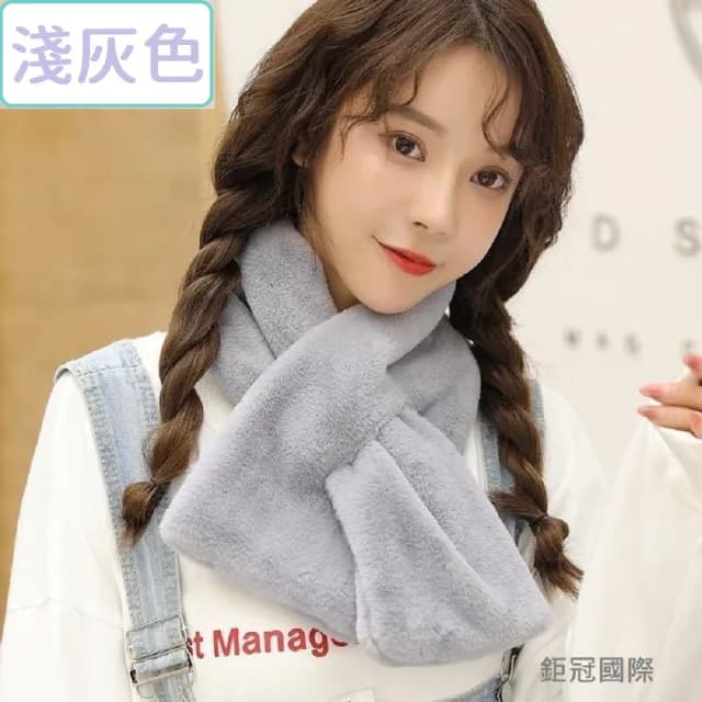 【JG國際】韓版百搭款 仿兔毛單色造型圍巾 保暖毛絨系列(秋冬 圍巾 脖圍 保暖 柔軟 舒適 日韓 穿搭 簡約)