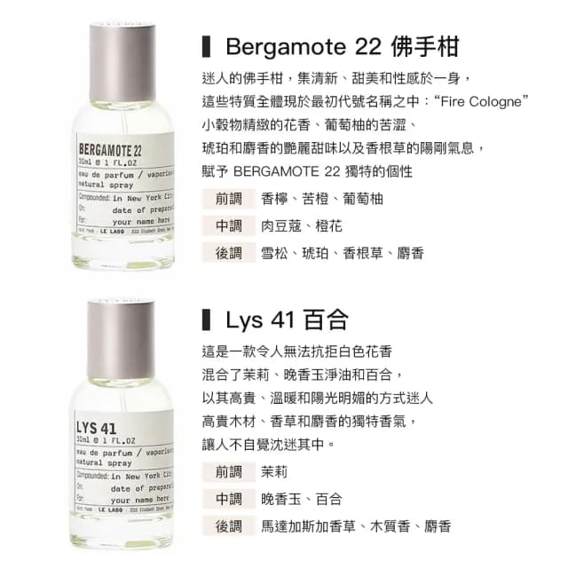 【Le Labo】淡香精 30ml 多款任選(國際航空版)