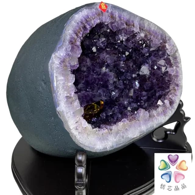 【恬芯晶品】10.62kg巴西頂級紫晶圓洞聚寶盆AM60(桌上型聚財招財貴人開運風水擺件帝王紫水晶洞新居禮物)