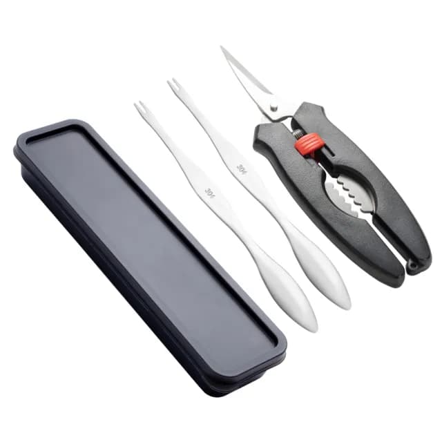 【PUSH!】餐具用品 304不鏽鋼吃蟹工具 螃蟹工具 大閘蟹工具 蟹針蟹夾螃蟹鉗(吃蟹工具 3件套 D247)