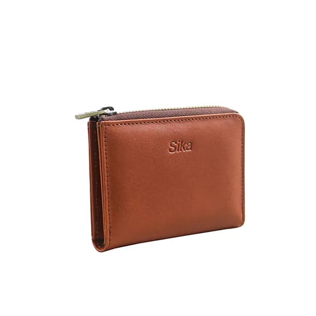 【Sika真皮手工包】拉鍊零錢包(真皮包包/A8316-01原味褐)