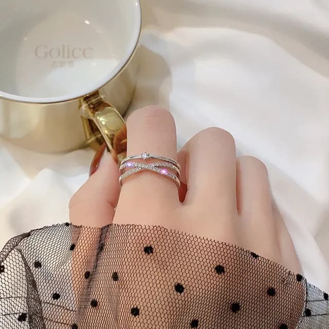 【Gulicc】戒指 韓國 時尚 鑲鑽 開口 食指戒(雙11 聖誕節 生日 造型戒 食指戒 尾戒 禮物)