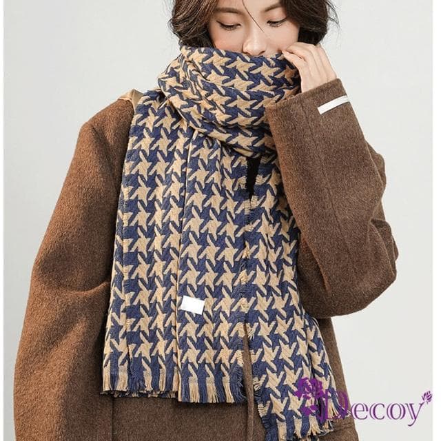 【Decoy】日系千鳥＊復古學院仿羊絨圍巾