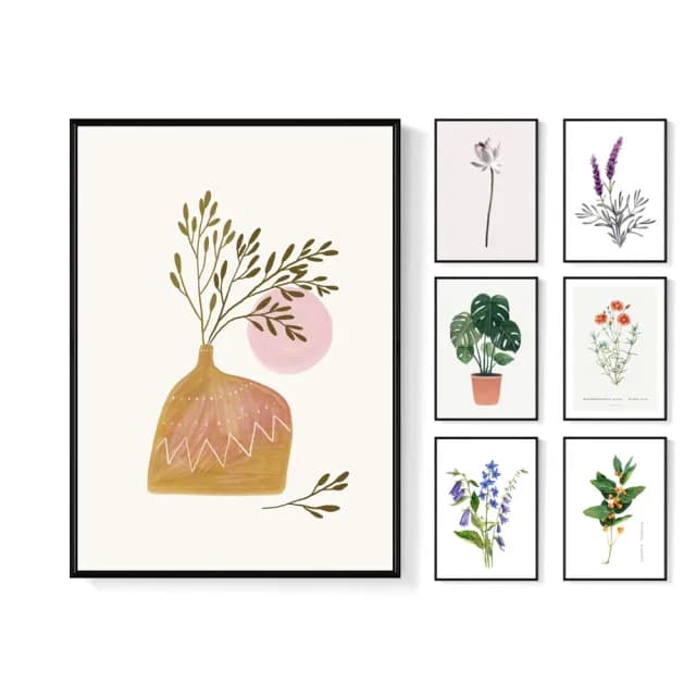 【菠蘿選畫所】舒壓清新復古植物花卉系列 - 42x60cm(夏天綠植裝飾畫/綠色植栽掛畫/電錶箱裝飾/玄關擺飾)