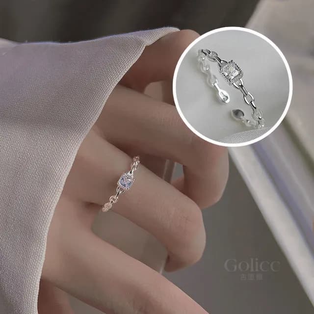 【Golicc】戒指  韓版 微鑲 鍊條 食指戒(99購物限定 生日 造型戒 食指戒 尾戒 禮物)